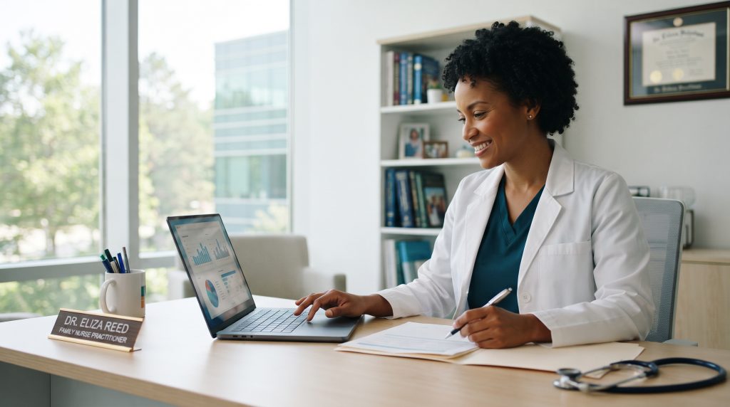 Healthcare provider completing insurance credentialing paperwork