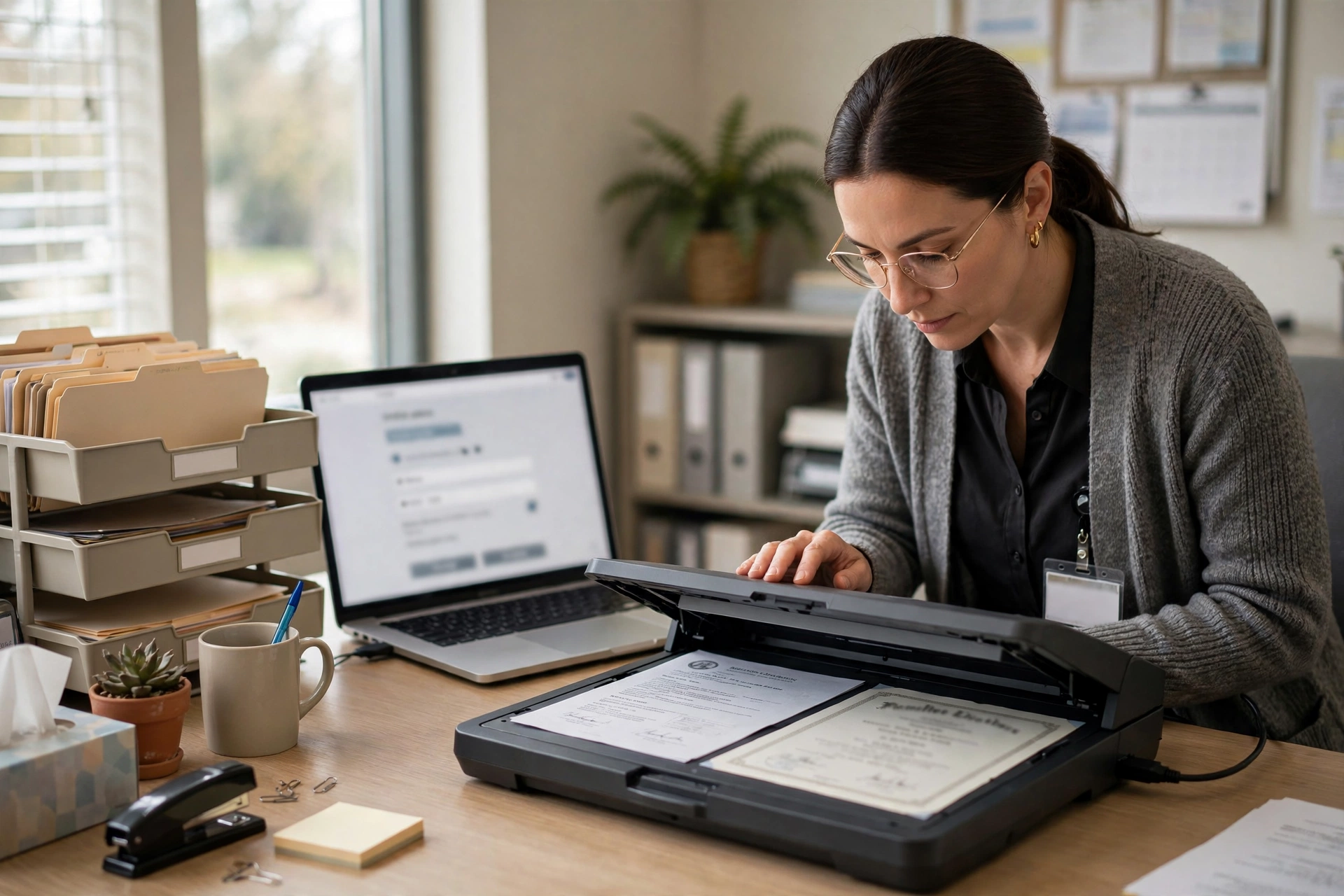 Practice manager scanning provider license documents for CAQH profile — CAQH ProView 2026 guide